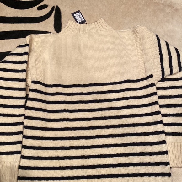 Stewart Christie & Co Ltd striped navy ecru wool sweater brand new with tags - Picture 9 of 11
